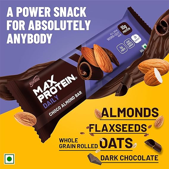 RiteBite Max Protein Ultimate Choco Almond 30g Protein Bars [Pack of 12] Protein Blend, Fiber, Vitamins and Minerals, No Preservatives, 100% Veg, No Added Sugar, For Energy, Fitness and Immunity - 600g